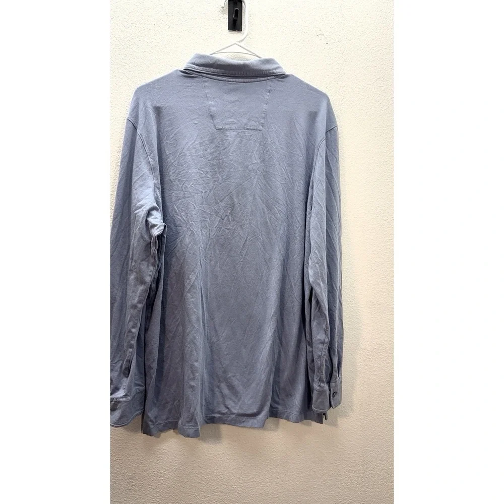Mack Weldon Polo‎ Shirt Mens XL Blue Long Sleeve Pima Cotton Blend Preppy